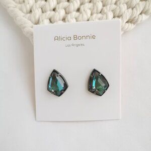 Authentic Alicia Bonnie Miley Gunmetal Black Light Gray Dichroic Glass Drop Earr